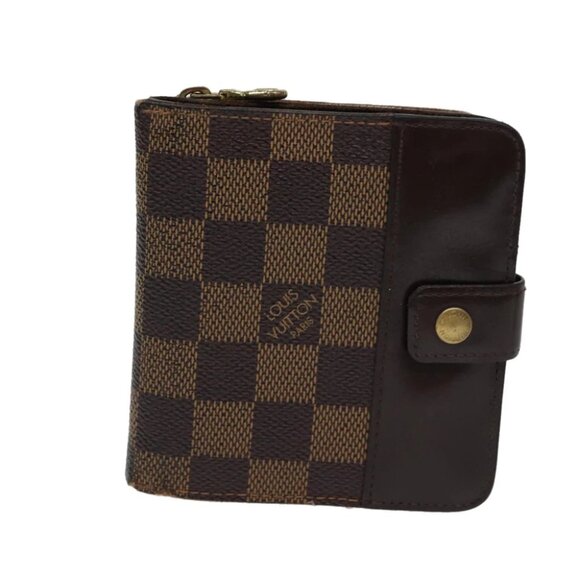 LOUIS VUITTON Damier Ebene Compact Zip Wallet N61668 LV Auth 70692 - Picture 1 of 14